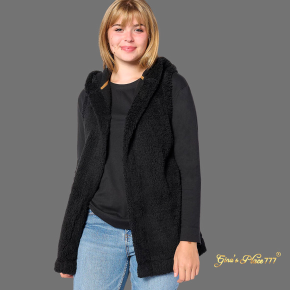 Koolaburra by UGG Womens 2 Piece Set Cozy Sherpa Hooded Vest & Long Sleeve Tee M - Picture 2 of 12